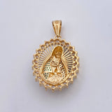 Dije Virgen Maria 8.6gr / 3.8cm / Circones Verdes Blancos Dos Oros Negro Amarillo 18K $