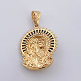 Dije Rostro Jesus Aureola 9.1gr / 4.4cm / Circones Blancos Negros Dos Oros Negro Amarillo 18K $