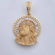 Dije Rostro Jesus Aureola 9.25gr / 4.4cm / Circones Blancos Dos Oros Amarillo Blanco 18K $