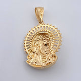Dije Rostro Jesus Aureola 9.25gr / 4.4cm / Circones Blancos Dos Oros Amarillo Blanco 18K $