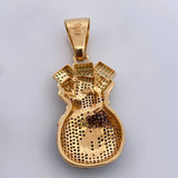 Dije Bolsa De Dinero 13.45gr / 5.4cm / Circones Verdes Azules Dos Oros Negro Amarillo 18K $