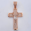Dije Cruz Rosario Milagrosa 14.2gr / 6.7cm / Circones Blancos Dos Oros Blanco Rosa 18K $