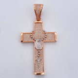 Dije Cruz Rosario Milagrosa 14.2gr / 6.7cm / Circones Blancos Dos Oros Blanco Rosa 18K $