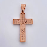 Dije Cruz Rosario Milagrosa 14.2gr / 6.7cm / Circones Blancos Dos Oros Blanco Rosa 18K $