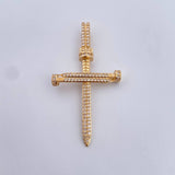 Dije Cruz Clavo 4.15gr / 4.6cm / Circones Blancos Oro Amarillo 18K $