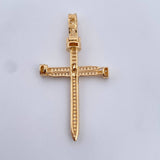 Dije Cruz Clavo 4.15gr / 4.6cm / Circones Blancos Oro Amarillo 18K &