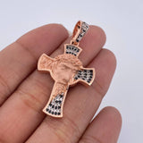 Dije Cruz Rostro Jesus 6.45gr / 4.2cm / Circones Blancos Negros Dos Oros Blanco Rosa 18K $