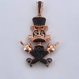 Dije Pato Sombrero 10.7gr / 4.7cm / Circones Negros Dos Oros Negro Rosa 18K $