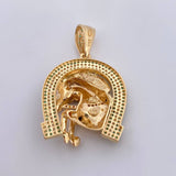 Dije Herradura Caballo 11.55gr / 4.1cm / Circones Blancos Verdes Dos Oros Amarillo Blanco 18K $
