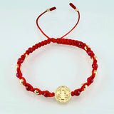 Pulsera Roja Herraje San Benito 1.35gr / 4mm-3mm Oro Amarillo 18K *