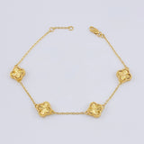 Pulso Trebol Dorado 6.35gr / 19cm-20.5cm / 1.5mm Oro Amarillo Nac.Esp. 18K