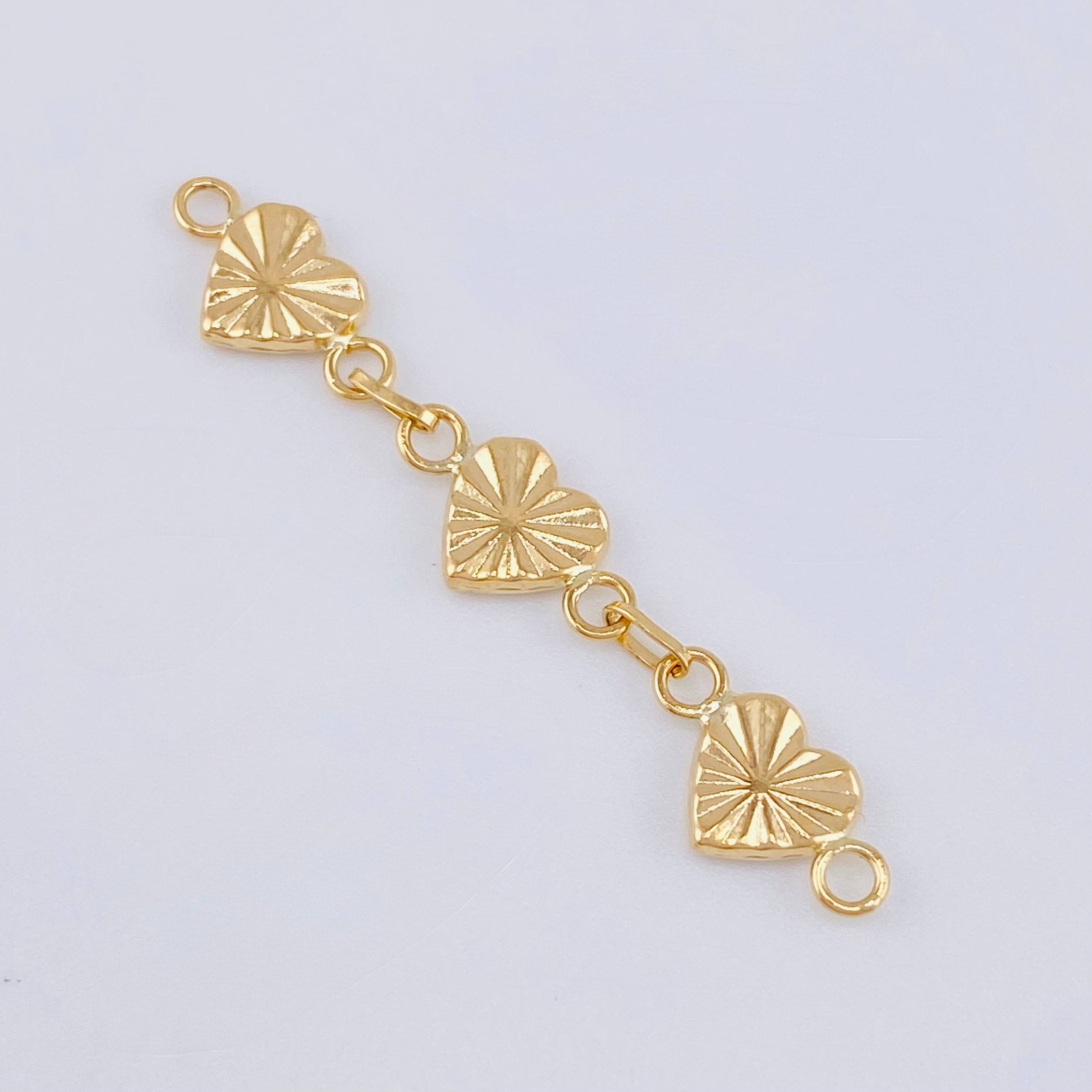 Herraje Retazo Corazones Diamantados 1.05gr / 4.5cm / Oro Amarillo 18K ©