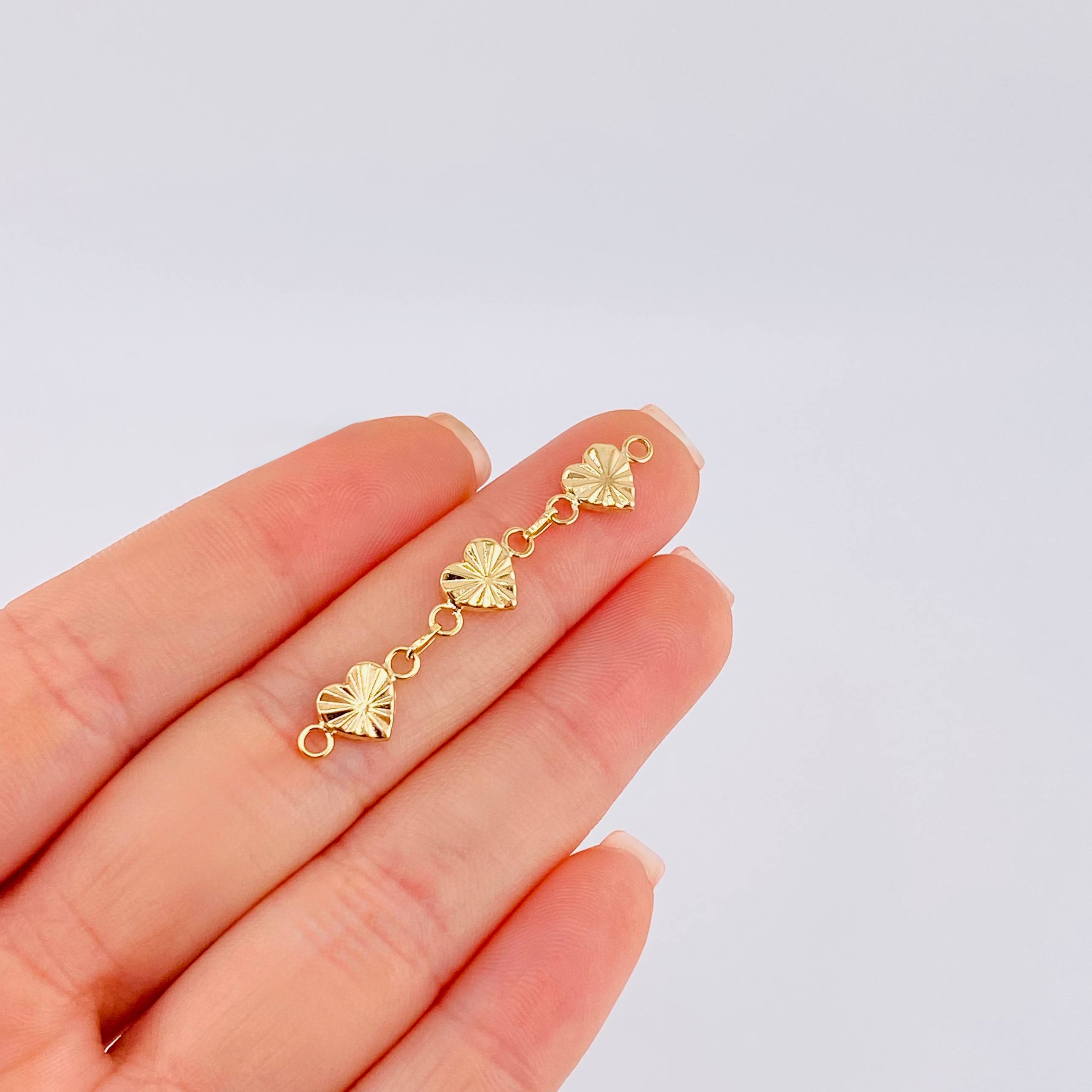 Herraje Retazo Corazones Diamantados 1.05gr / 4.5cm / Oro Amarillo 18K ©