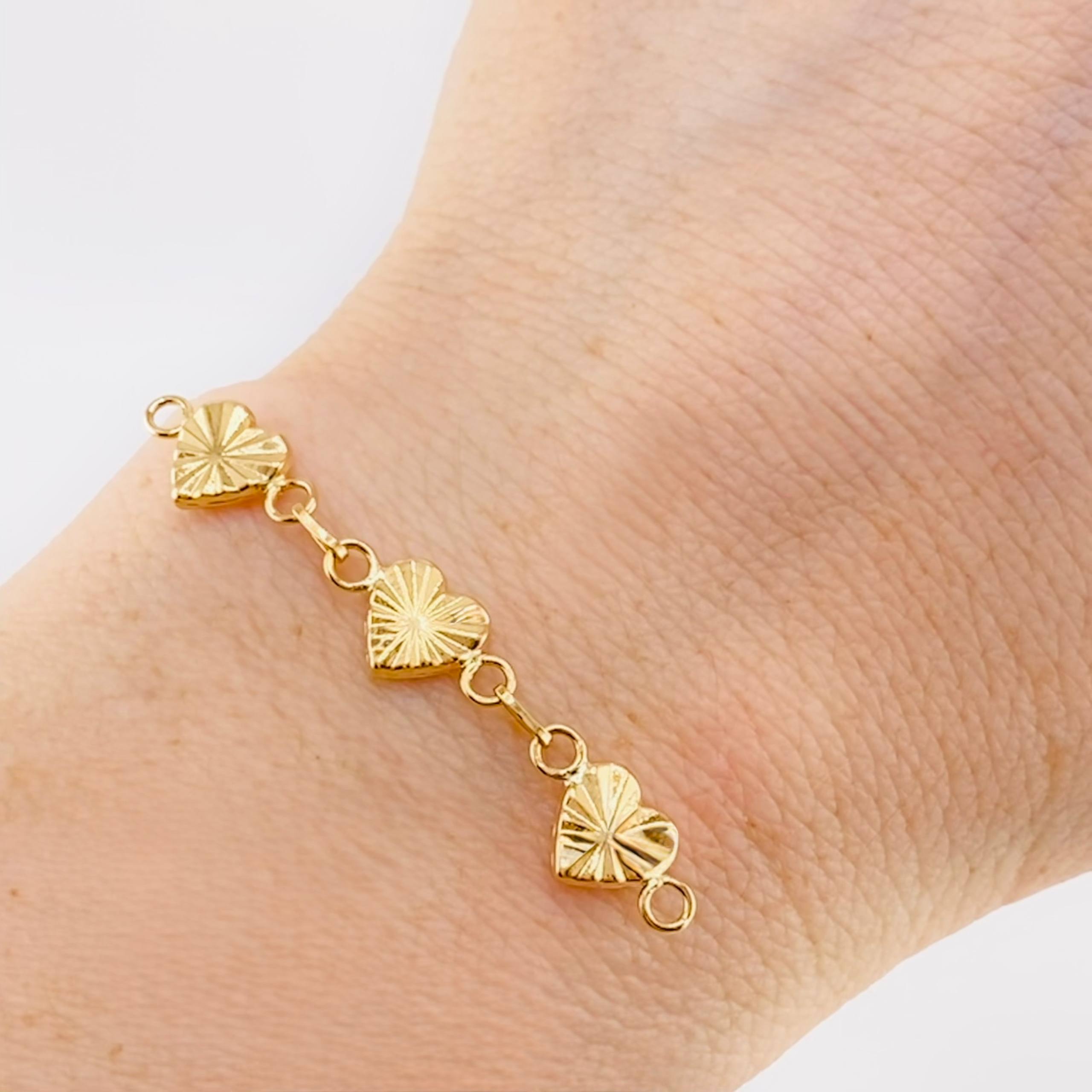 Herraje Retazo Corazones Diamantados 1.05 g / 4,5 cm Oro Amarillo 18K