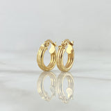 Candongas Miku 1.15gr / 1.3cm / Rayas Frontales Oro Amarillo 18K *