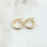 Candongas Miku 1.4gr / 1.7cm / Rayas Frontales Oro Amarillo 18K