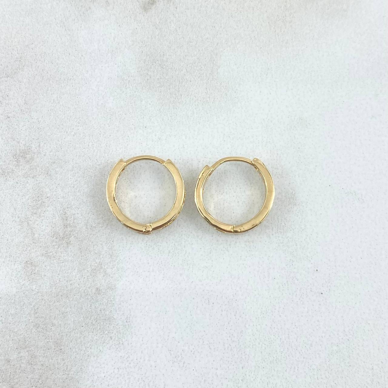 Candongas Doble Carril 1.35gr / 1.1cm / Circones Blancos Oro Amarillo 18K ©