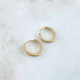 Candongas Doble Carril 1.35gr / 1.1cm / Circones Blancos Oro Amarillo 18K ©