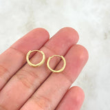 Candongas Doble Carril 1.35gr / 1.1cm / Circones Blancos Oro Amarillo 18K ©