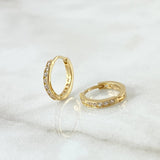 Candongas Doble Carril 1.35gr / 1.1cm / Circones Blancos Oro Amarillo 18K ©
