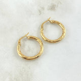 Candongas Mary 2.2gr / 2.4cm / Combinadas Tres Lineas Oro Amarillo 18K