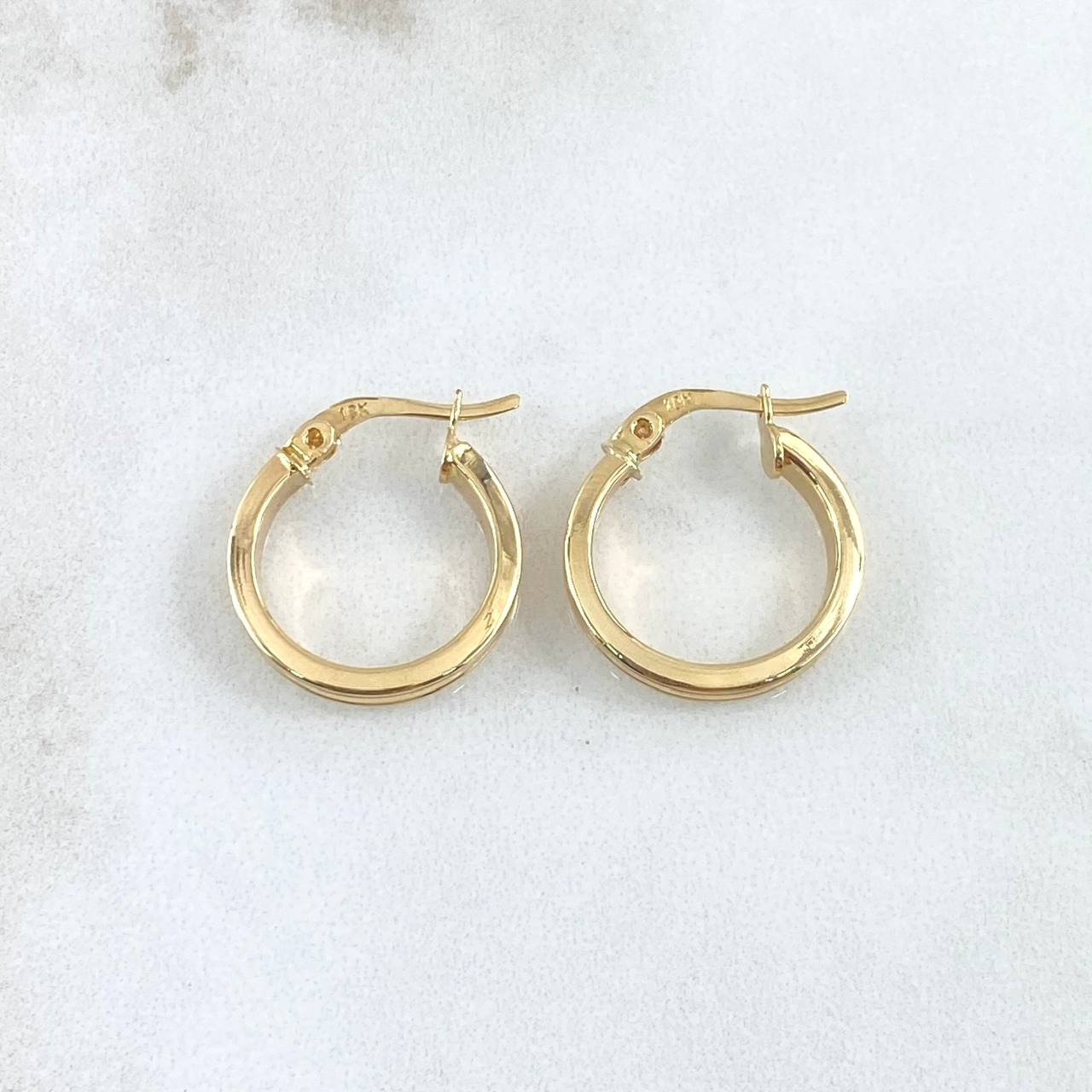 Candongas Miku 1.8gr / 1.9cm / Rayas Frontales Oro Amarillo 18K