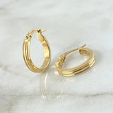 Candongas Miku 1.8gr / 1.9cm / Rayas Frontales Oro Amarillo 18K