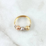 Anillo Trio De Bolas 1.35gr / T3 1/2 / 5mm Bolas Diamantadas Tres Oros 18K ©