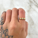 Anillo Trio De Bolas 1.9gr / T9 / 5mm Bolas Diamantadas Dos Oros Amarillo Blanco 18K ©