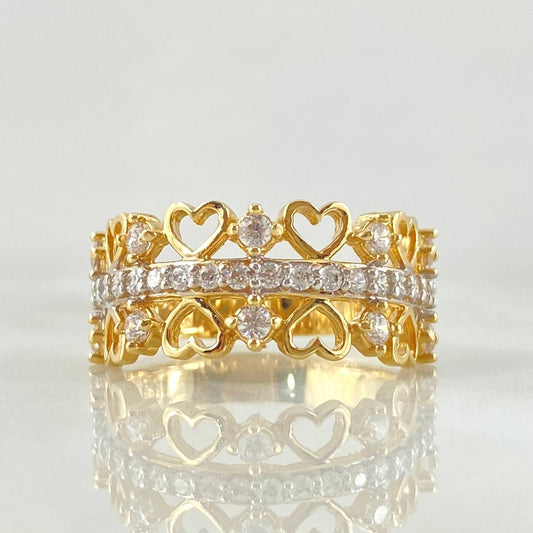 Anillo Corazon Doble Carril 4.1gr / T6 3/4 / Oro 18K
