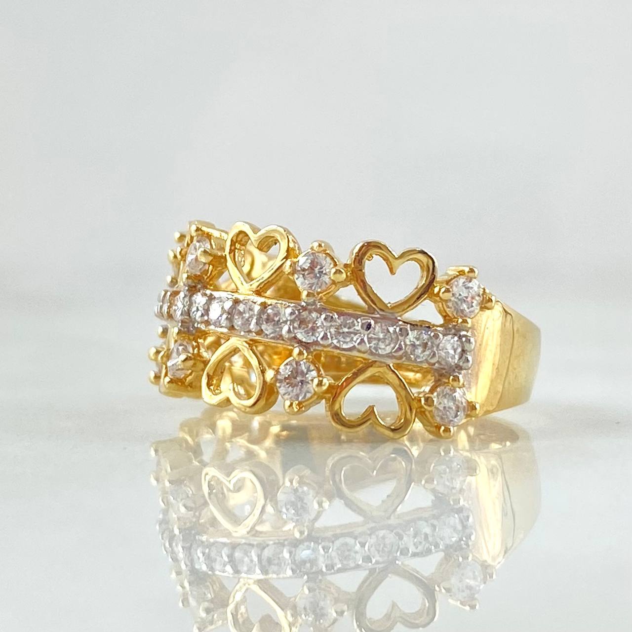 Anillo Corazon Doble Carril 4.1gr / T6 3/4 / Oro 18K