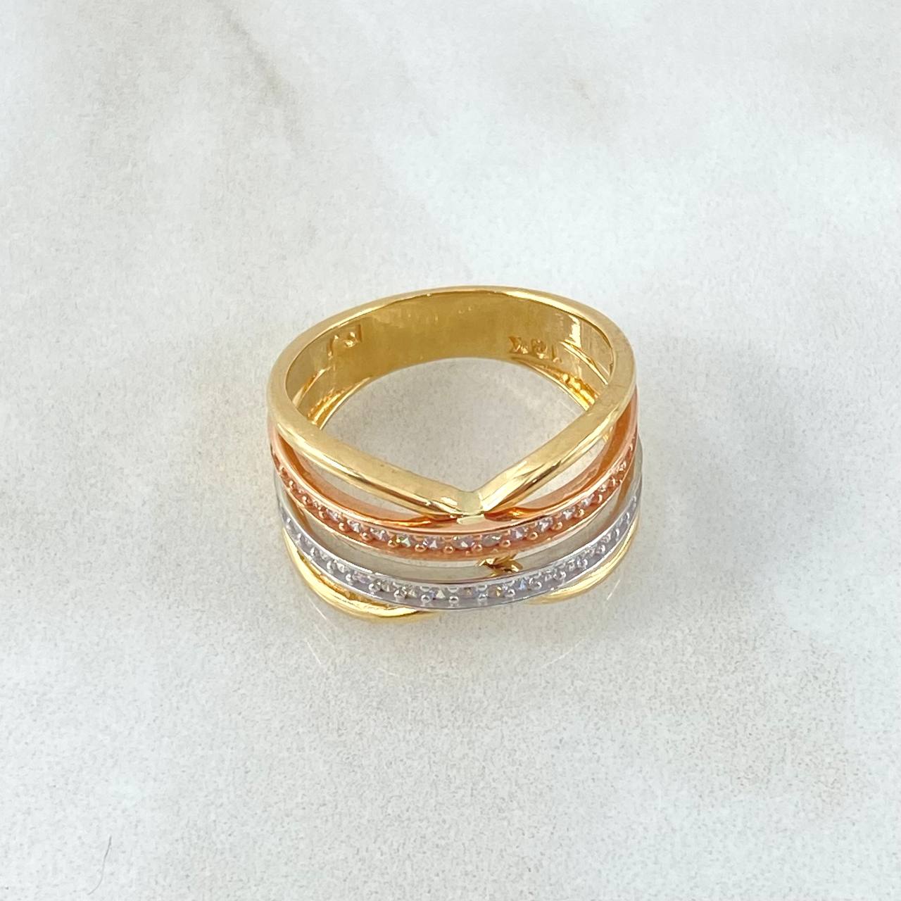 Anillo Lineas Cruzadas 5.2gr / T7 / Oro 18K