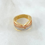 Anillo Lineas Cruzadas 5.2gr / T7 / Oro 18K