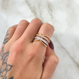 Anillo Lineas Cruzadas 5.2gr / T7 / Oro 18K