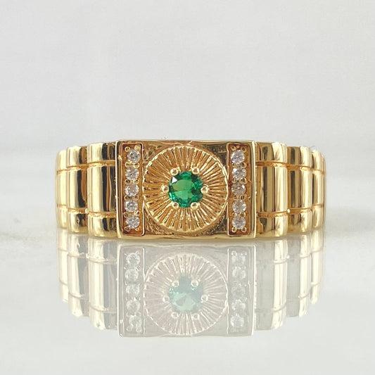 Anillo Sello Aro Rayado 3.9g / T9 Oro Amarillo 18K
