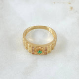 Anillo Sello Aro Rayado 3.9g / T9 Oro Amarillo 18K