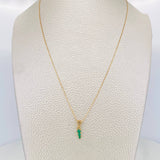 Set Cadena Veneciana + Dije Carril Recto Esmeralda 10Pts / 1.6 g / 50.5 cm Oro Amarillo 18K
