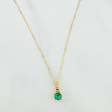 Set Cadena Veneciana + Dije Circulo Esmeralda 28Pts / 1.4 g / 45 cm Oro Amarillo 18K