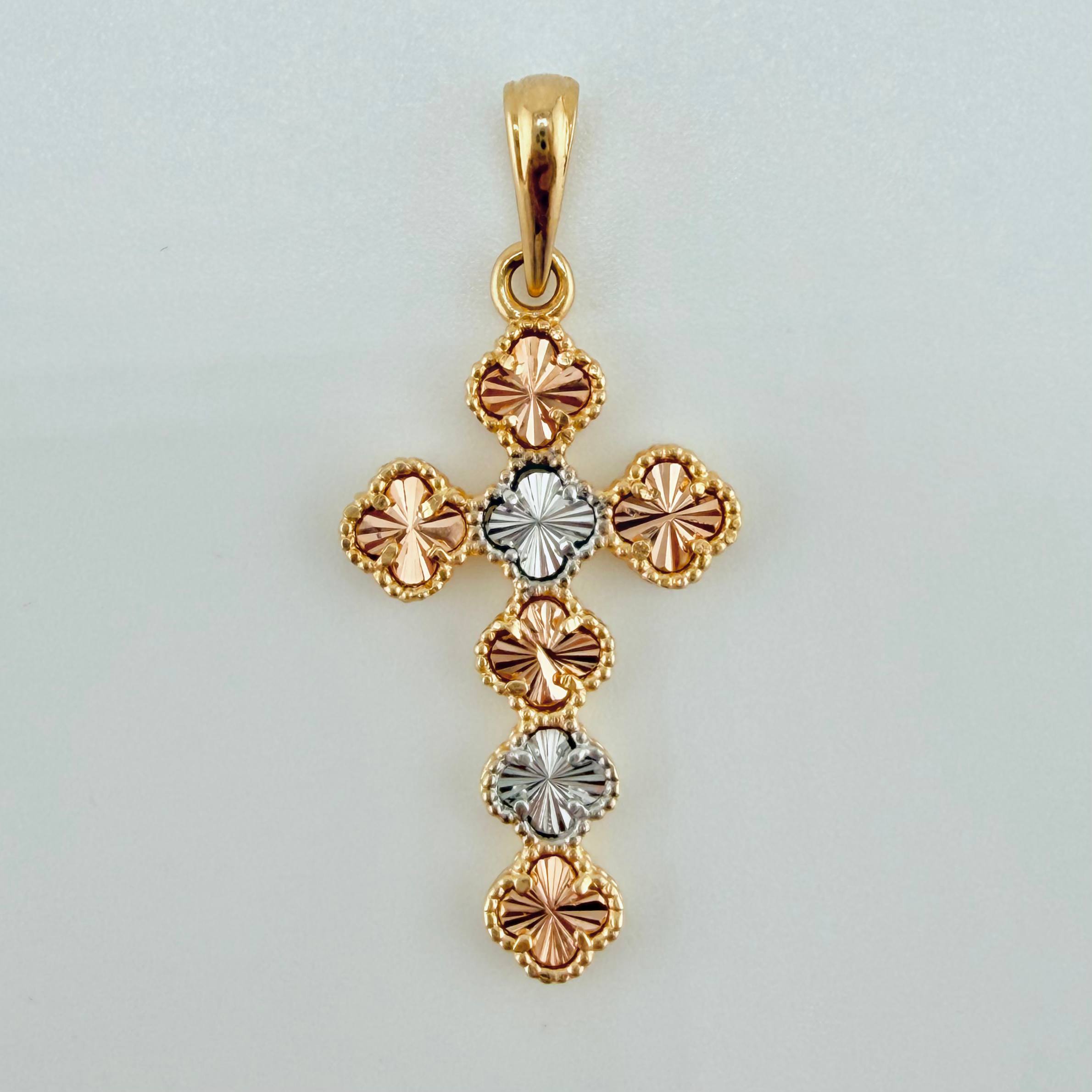 Dije Cruz Trebol 2.45gr / 3.6cm / Tres Oros Nac.Esp. 18K *