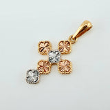 Dije Trebol Rosa Blanco 2.35gr / 3cm / Tres Oros Nac.Esp. 18K ©