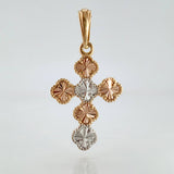 Dije Trebol Rosa Blanco 2.35gr / 3cm / Tres Oros Nac.Esp. 18K ©