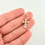 Dije Trebol Rosa Blanco 2.35gr / 3cm / Tres Oros Nac.Esp. 18K ©