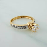 Anillo Solitario Churumbela 2.75gr / T6 1/2 / 2.6cm / Dos Oros Amarillo Blanco 18K $