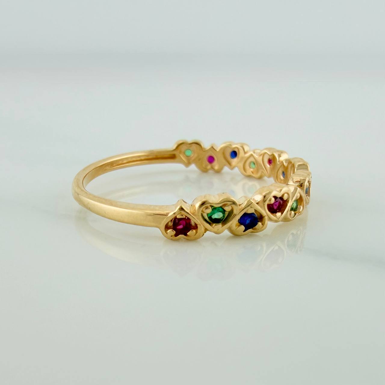 Anillo Corazones Intercalados 1.65gr / T6 1/2 / 2cm / Oro Amarillo 18K $