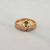 Anillo Corona 2.75gr / T6 1/4 / 2cm / Dos Oros Amarillo Blanco 18K $