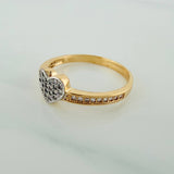 Anillo Corazon Tupido 2.4gr / T8 / 2.3cm / Dos Oros Amarillo Blanco 18K