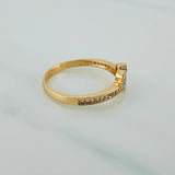 Anillo Corazon Tupido 2.4gr / T8 / 2.3cm / Dos Oros Amarillo Blanco 18K
