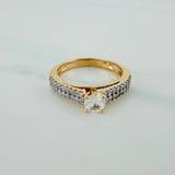 Anillo Solitario Puente 3.25gr / T7 / 2.5cm / Dos Oros Amarillo Blanco 18K $
