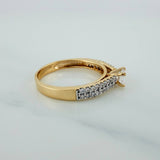 Anillo Solitario Puente 3.25gr / T7 / 2.5cm / Dos Oros Amarillo Blanco 18K $