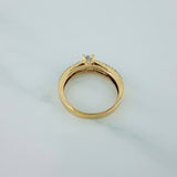 Anillo Solitario Puente 3.25gr / T7 / 2.5cm / Dos Oros Amarillo Blanco 18K $